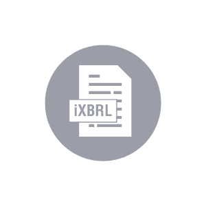 Icon depicting XBRL tagging for ESEF compliance, featuring a stylized digital tag symbol to represent the structured data format used for financial reporting