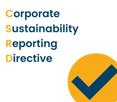 The image decrypts the abbreviation 'CSRD' (Corporate Sustainability Reporting Directive) to explain the purpose and content of the directive.