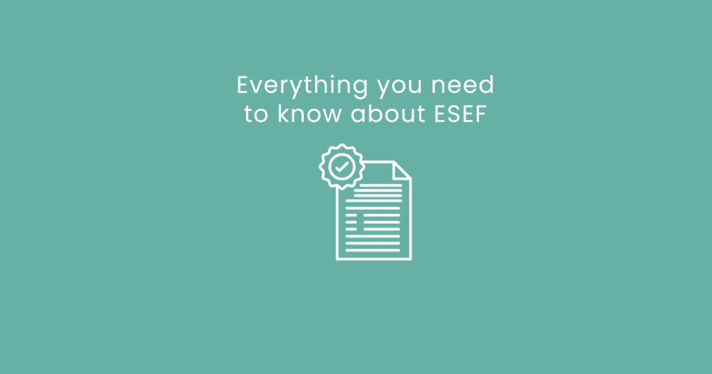 Simple image with a header and icon representing what ESEF is and its importance in digital financial reporting.