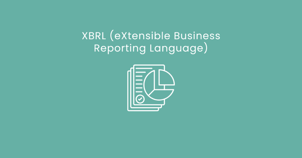Icon and header on a plain background illustrating what XBRL filing is and its role in financial reporting.